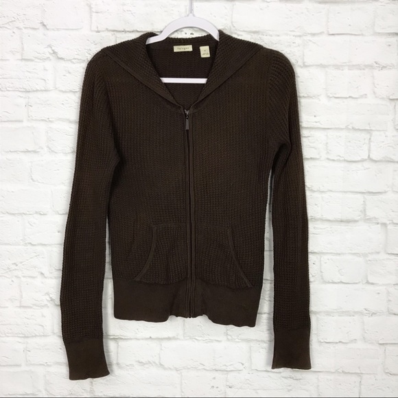 Halogen Tops - Halogen Brown Thermal Full ZipUp Hoodie Sweatshirt